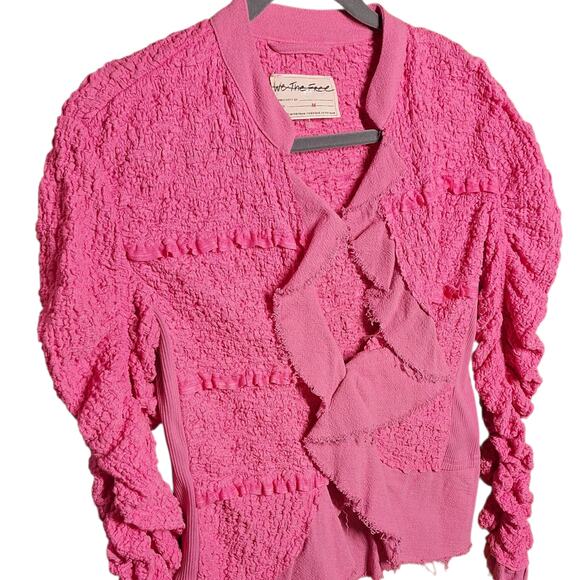 We The Free Demi Ruffle jacket textured lace artsy funky longsleeve bolero top - Picture 6 of 7